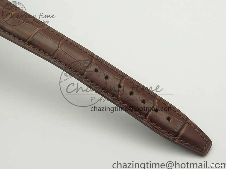 MIROTIME 0517 Portofino Automatic SS TWF 1:1 Best Edition Silver Dial Gold Markers on Brown Leather Strap A Bright 7203